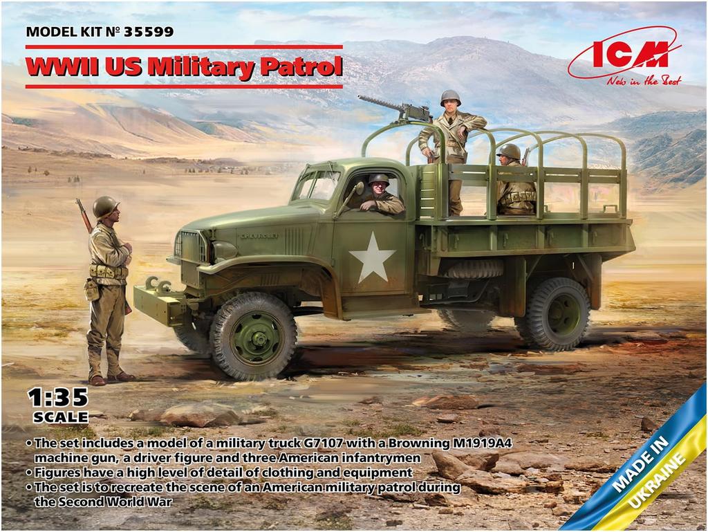 ICM WWII G7107 US Army Patrol Vehicle with MG M1919A4 Plastic Model Kit 35599 1/35