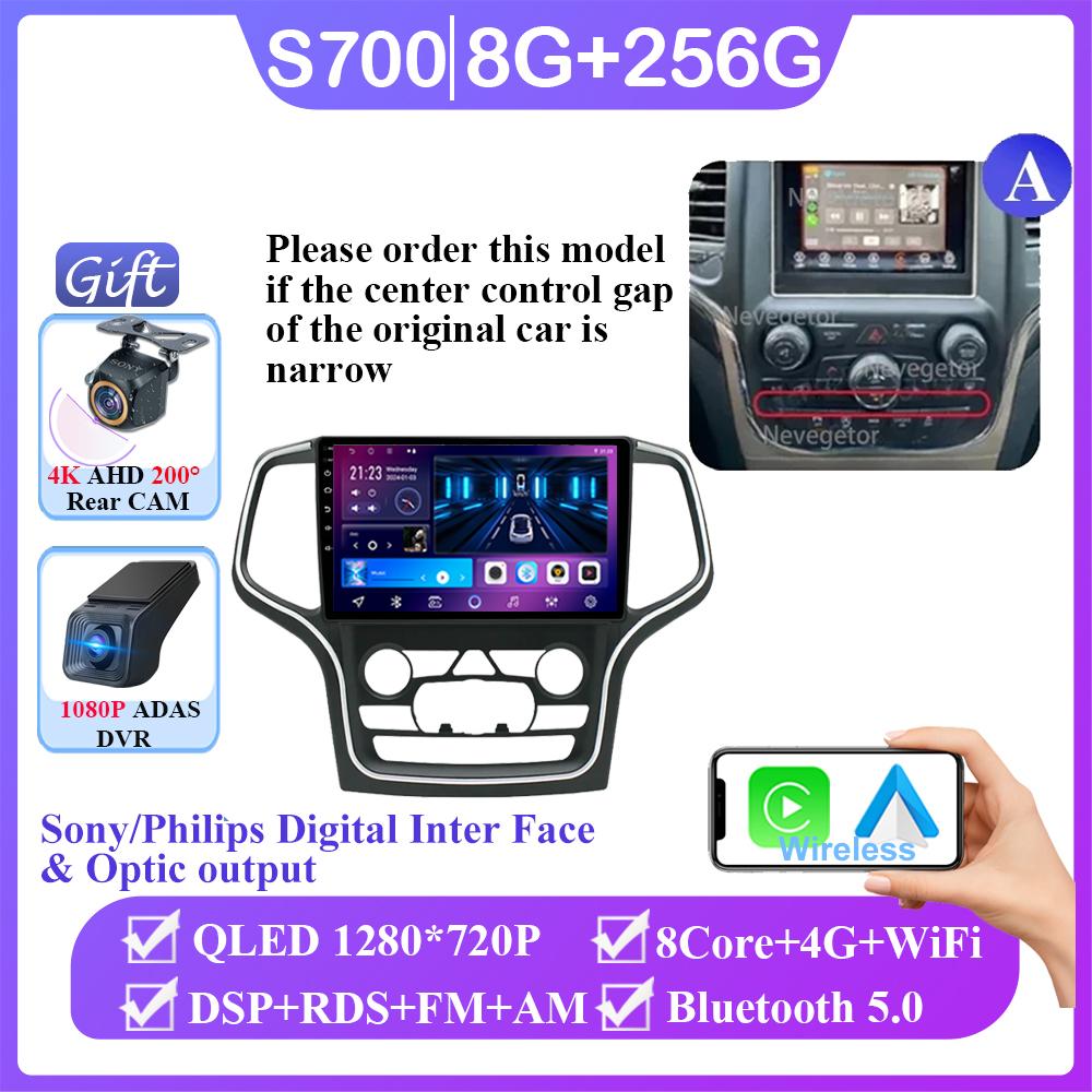 Android 14 For Jeep Grand Cherokee WK2 2014- 2022 Car Radio Multimedia GPS Navi Stereo BT Auto Carplay NO 2din DVD QLED Screen