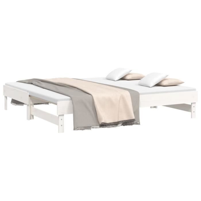823395 vidaXL Trundle Bed White 2x(75x190) Cm Solid Pine Wood