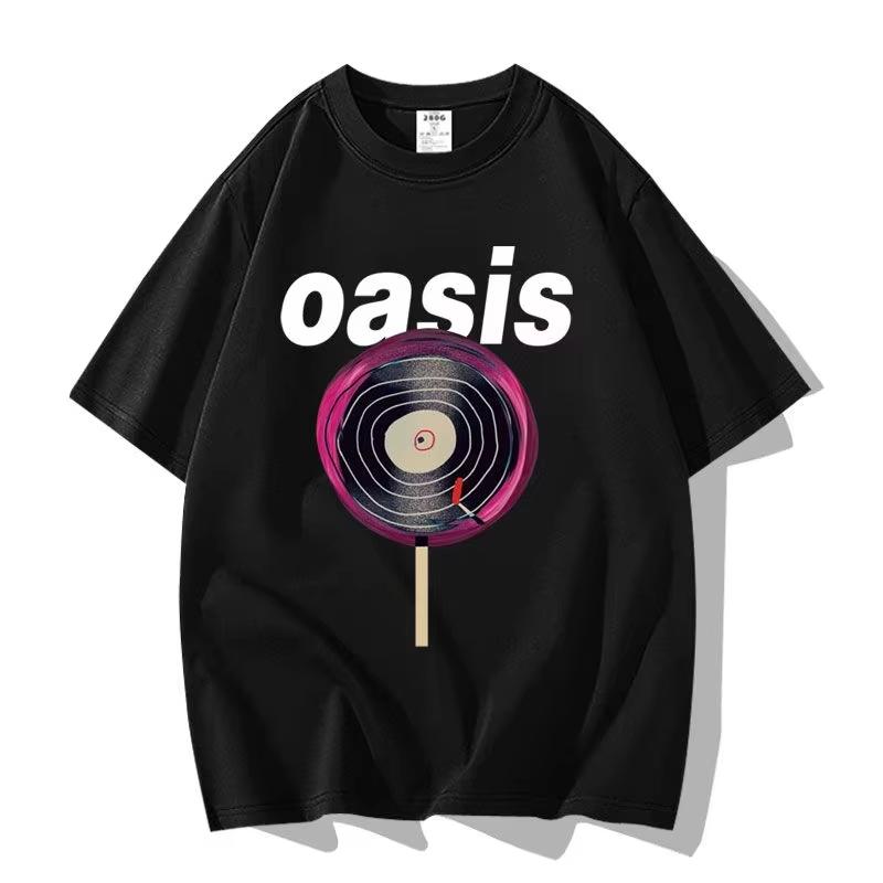 Britská pouličná Oasis Kapela Oasis Voľný Módny Všestranný Trendy Značkový Krátkorukávový Odev Polovičný Rukáv Bavlna Pár Tričko