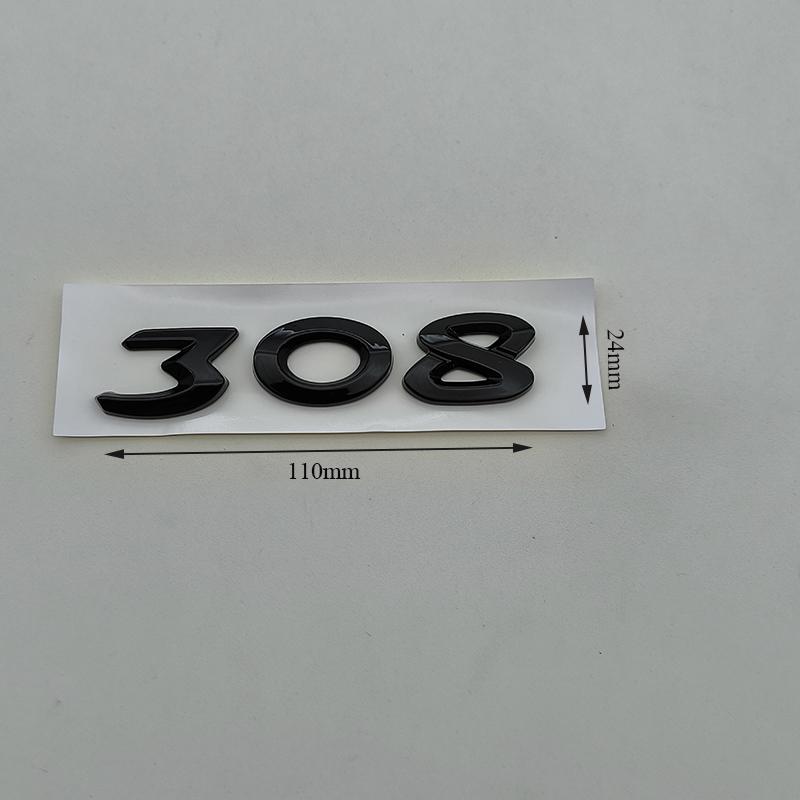 JGCR7 New 3D ABS Chrome Black Logo 308 Emblem Letters Sticker Car Rear Trunk Badge for Peugeot 308 SW GT Line GTI T9 T7 P5 Accessories