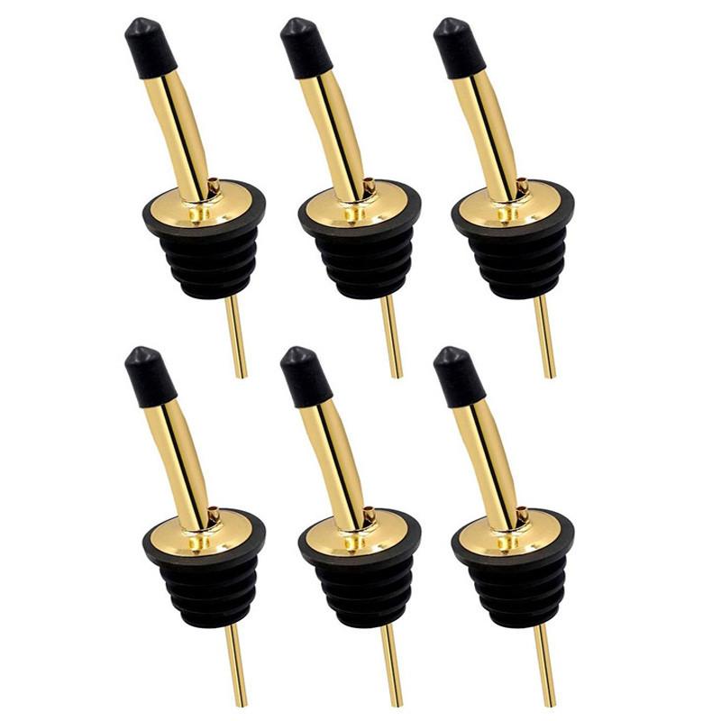 Gold Stainless Steel Wine Pourers Liquor High Quality Liquor Pour Spouts with Cap Covers Leakproof Design for Bars, Clubs