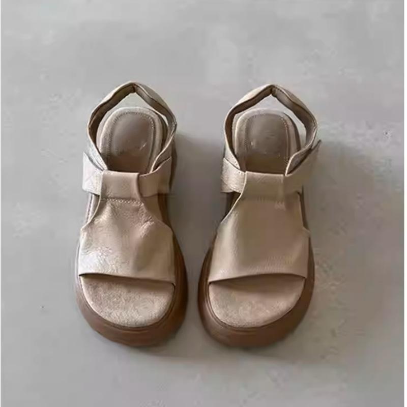 

Spot heightening platform sandals women s summer new soft sole not tired feet versatile retro casual outdoor Roman shoes women 40 абрикосовый