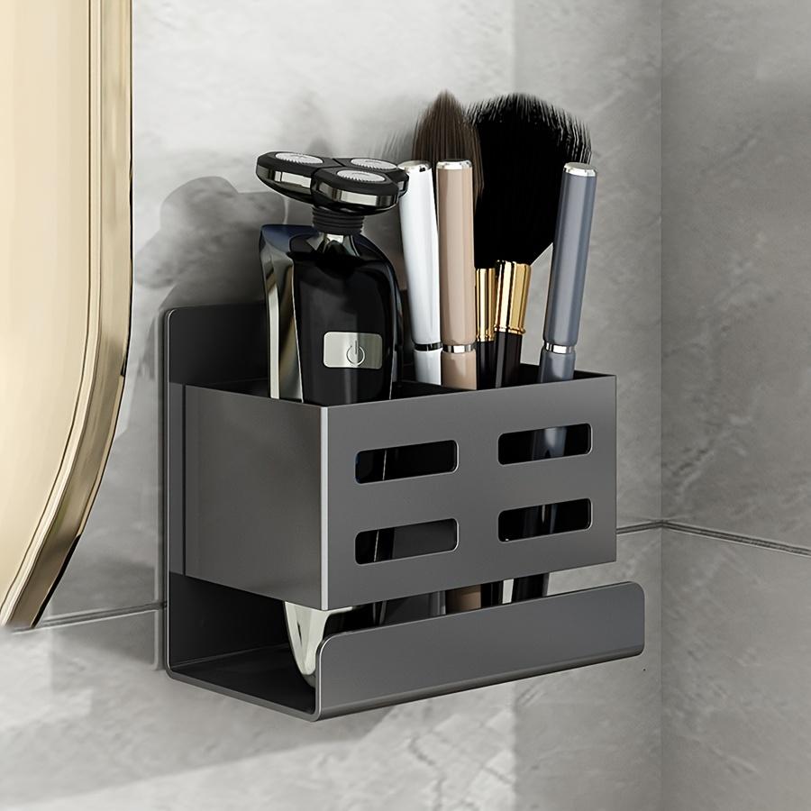 Versatile Wall-Mounted Bathroom Organizer - No-Drill, Plastic Storage Rack for Toothbrushes & Razors, Perfect Home Accessory