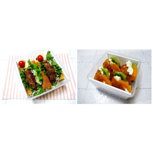 Kokubo Industries Kokubo Sandwich Storage Container, Mesh x Case, Easy to Use, Quickly Removes Food, Stays Dry, Perfect for Cutting Boards, Bread, Pic