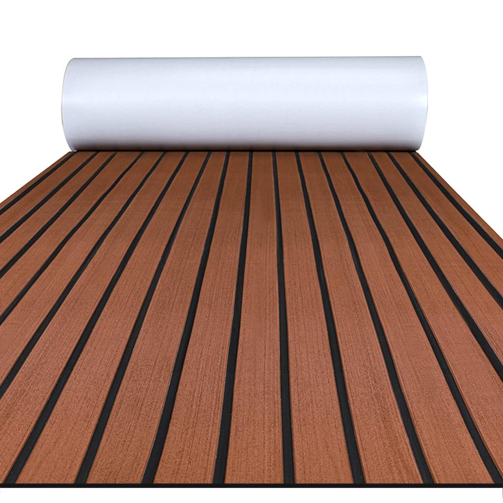 EVA Foam Faux Teak Boat Deck Mat Decking Sheet Yacht Flooring Anti Skid Mat Self Adhesive Vehicle Pad 2400x450x6MM