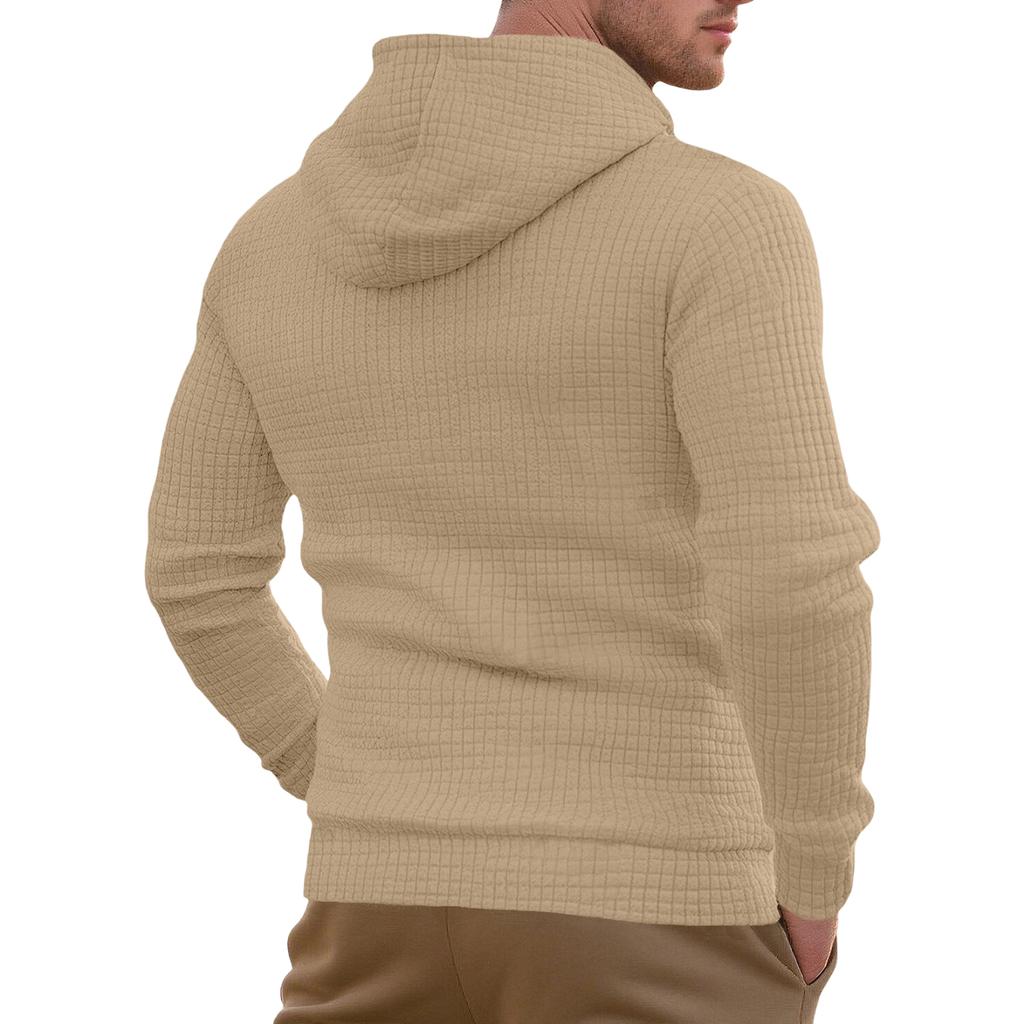 Men's Knit Hooded Long Sleeve Sweatshirt Casual Pullover