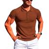 Men's Running Sports Gym Wear Summer High Stretch Vertical Strip Short Sleeve POLO Shirt Slim Fit Knit Base Layer