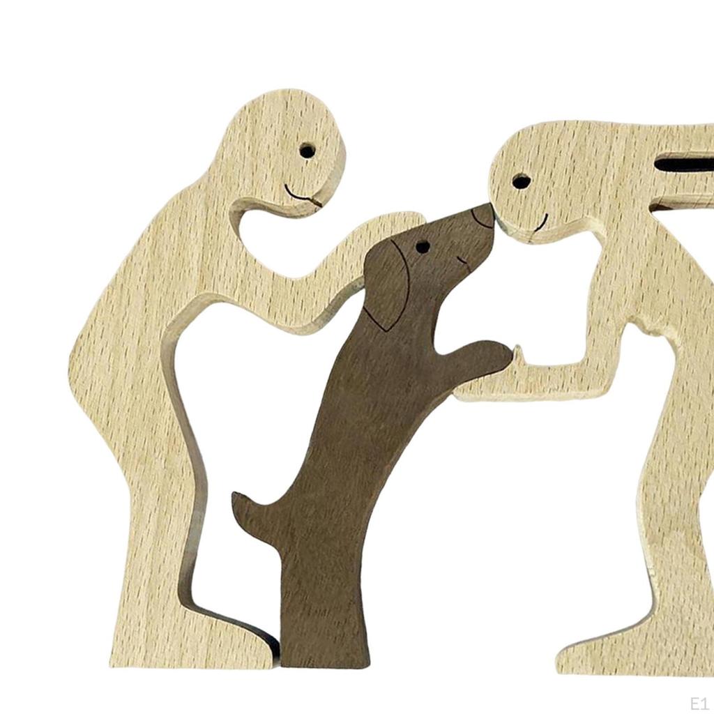 Couple with Dog Figurines Pet Sculpture Lover Gift Carving Creative Cute Figure Handcraft for