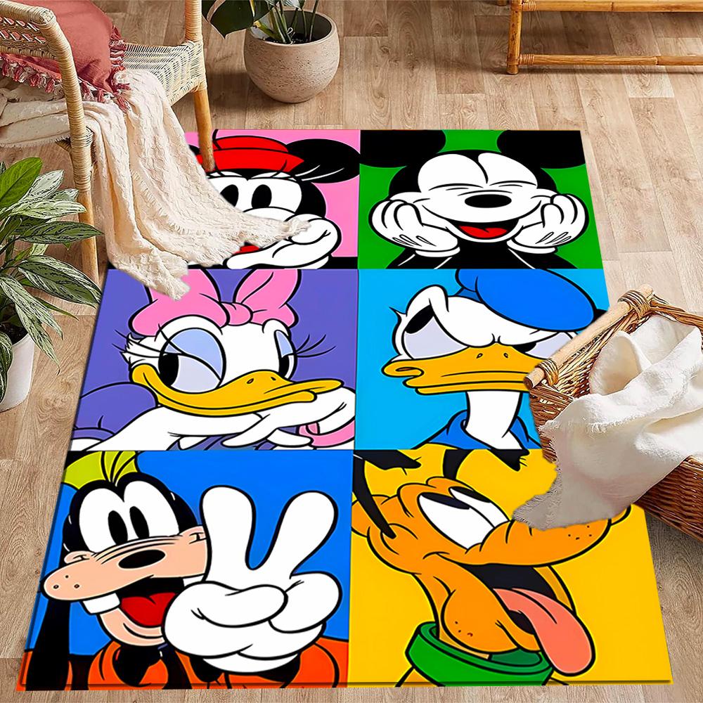 Classic Disney Characters Disney Cartoon Theme Anti-Slip Rug - Polyester, Home Decor, Suitable for Bedrooms, Living Rooms, Doorways, and Studios