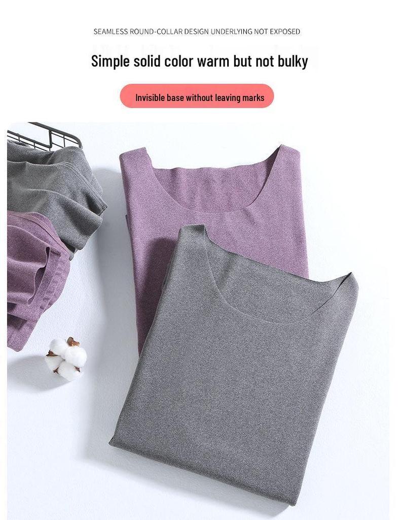 Plus Size Seamless Warm Underwear Set for Women - Fleece-Lined, High Elasticity, German Velvet, Autumn/Winter