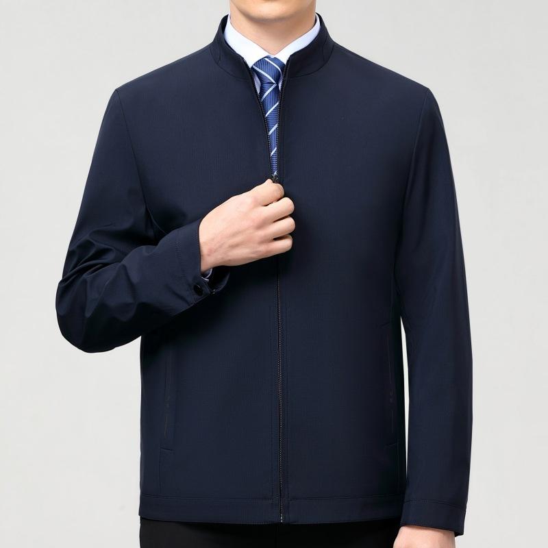 Spring and autumn new men's jackets mulberry silk dad wear business leaders loose high-end jackets