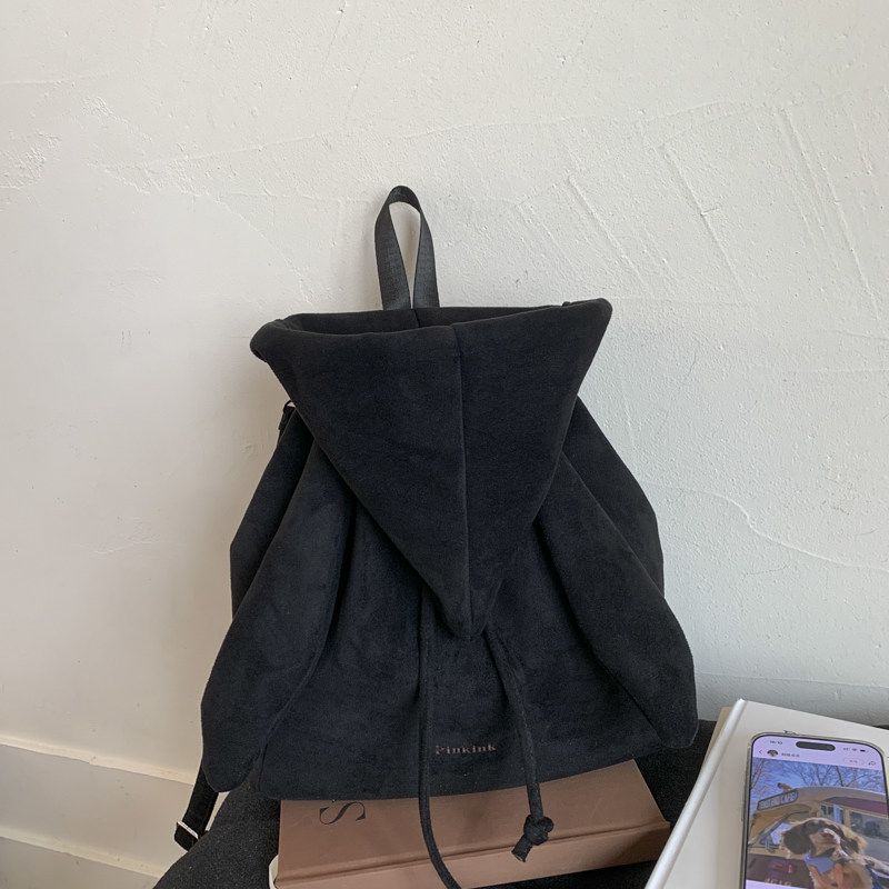 Casual large-capacity suede bag women s 2 new commuter versatile backpack spring and autumn retro backpack чёрный