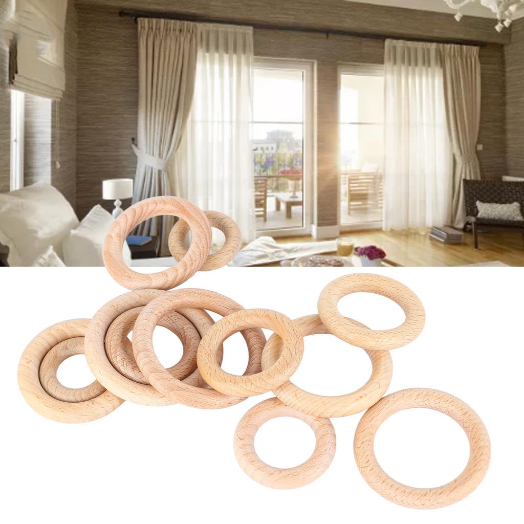 12Pcs Wooden Rings 6 Different Sizes Natural Wood Rings Unfinished Wooden Rings for Crafts Macrame Jewelry Making