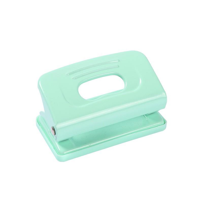 Effort-Saving Double-Hole Loose-Leaf Binder Punch with Ruler - Macaron Colors, Metal Office Tool