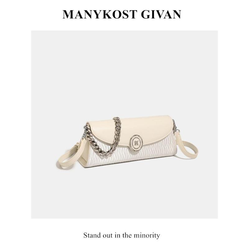 Leather Pleated Chain Underarm Bag Women's New Fashion Versatile Trendy High Sense Messenger Baguette Bag Women