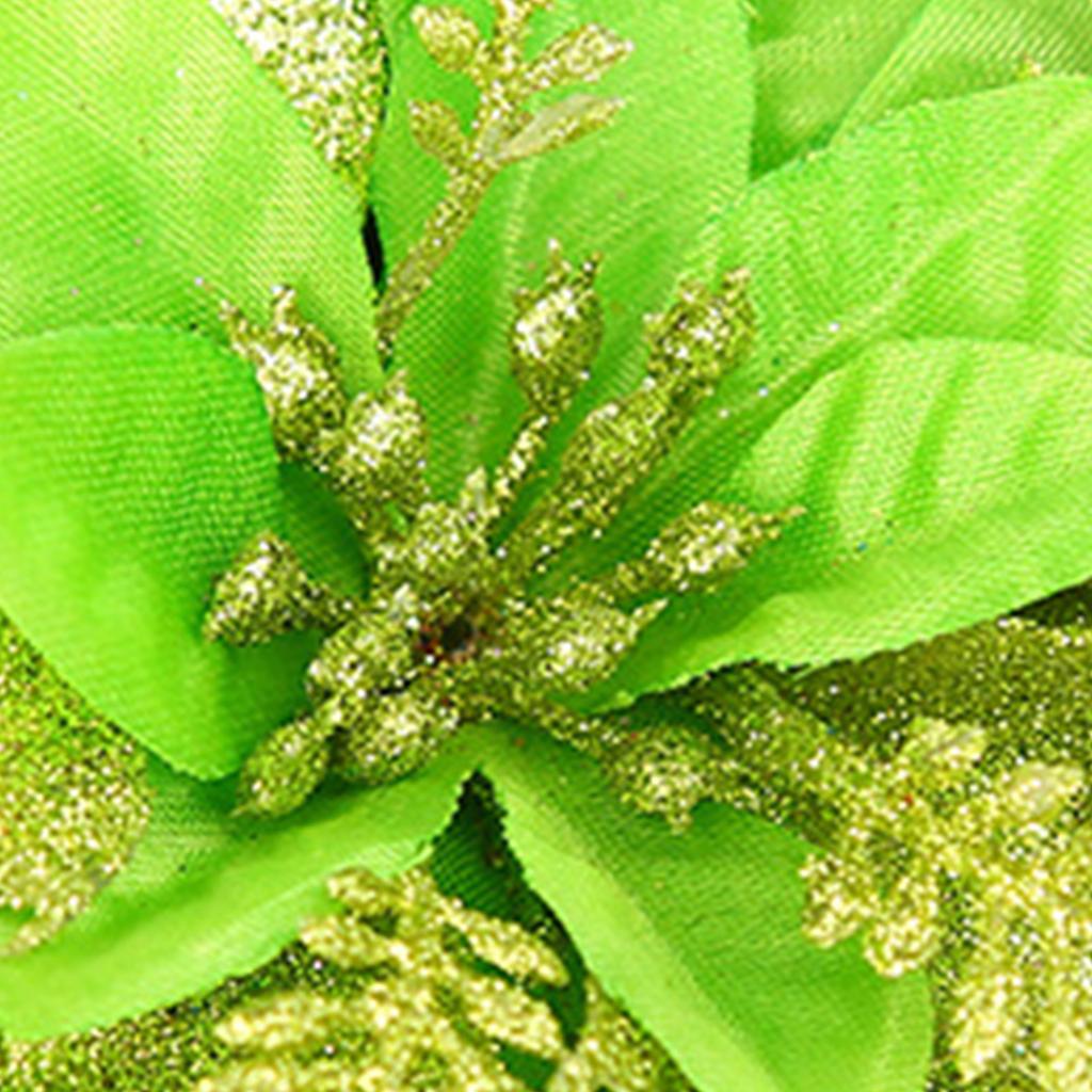 Glitter Poinsettia 5.5 Inch Artificial Flower Christmas Clip Stem Christmas Tree Ornaments For Wedding Party Wreath Decoration