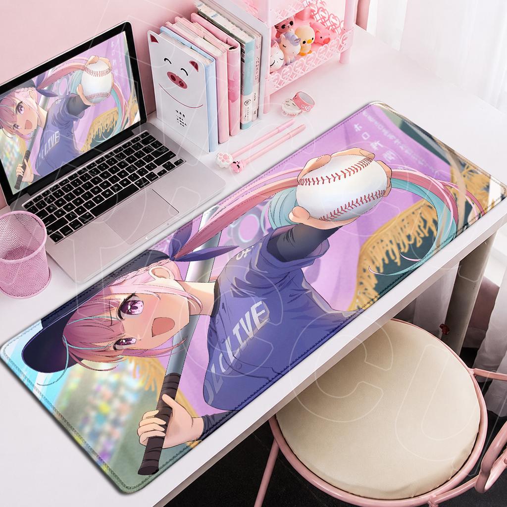 Office Large Speed Mouse Pad HD Printing Rubber Carpet Kawaii Hololive Minato Aqua E-sport Game Computer Keyboard Mats 900x400mm