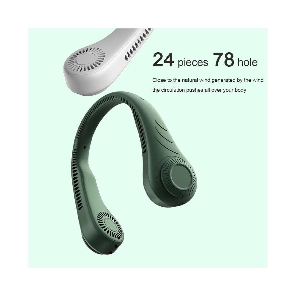 (Green) Portable Bladeless Cooling Fan Neck Fan Hands-Free
