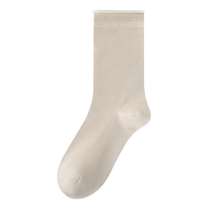 Spring & Autumn Mulberry Silk Antibacterial Mid-Calf Socks - Odor-Resistant Solid Color for Loafers