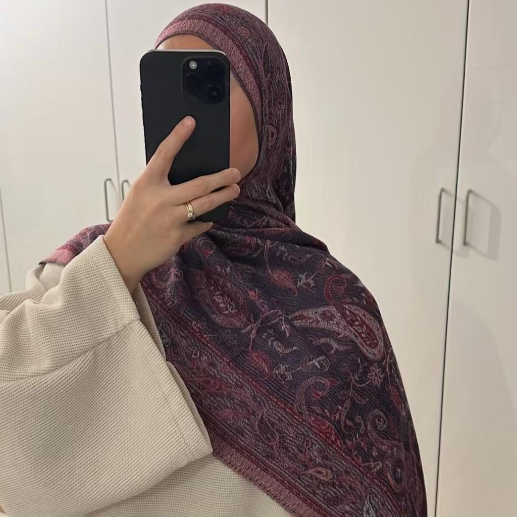 Ethnic Style Knit Scarf With Tassels For Women Warm Sunshade Dustproof Allseason