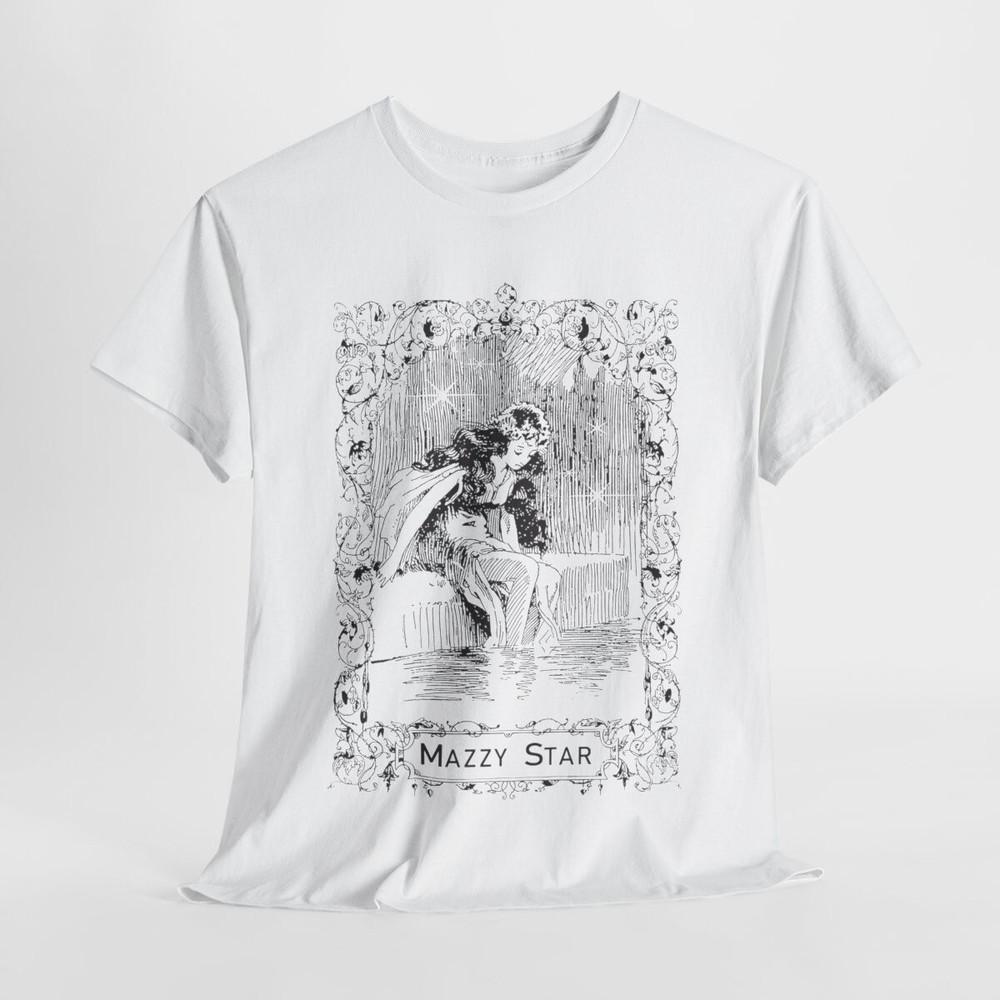 Mazzy Star Vintage T-Shirt- Mazzy Star Line Drawing Whimsical Mermaid,Unisex Tee