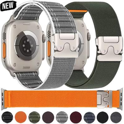 Bracelet en Nylon Élastique Pour Apple Watch Ultra 3 49mm 11 10 9 8 7 6 5 SE3 2 Bracelet à Boucle Parachute iWatch 46/42/45/41/44/40mm