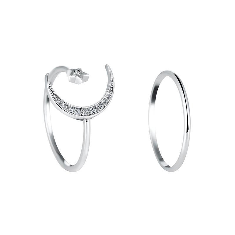 Adjustable Star and Moon Index Ring - Trendy Korean Fashion for Women Adjustable Open