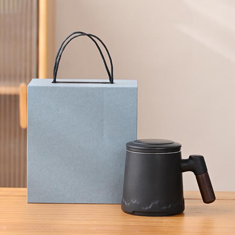 Tea-Water Separation Ceramic Office Mug Cup with Gift Box