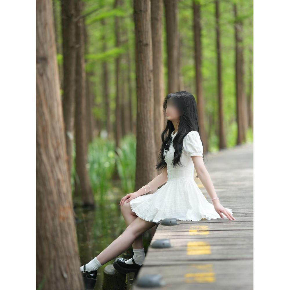 Summer new sweet and spicy beautiful girl preppy style casual temperament women's white dress A-line puffy skirt dress