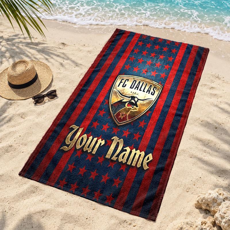 FC Dallas Custom Name Beach Towels Also Serve As Bath Towels Summer Essential a Musthave for the Outdoors the Beach and the Pool