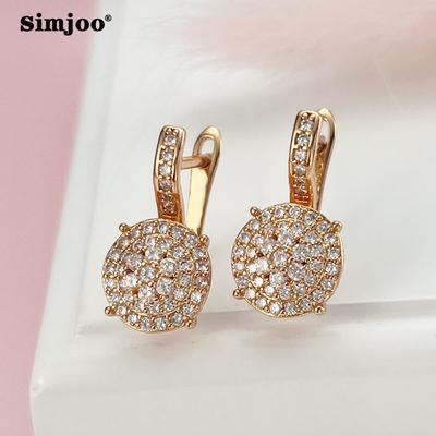 SIMJOO Beautiful Zircon Women Fashion Simple Design Earrings