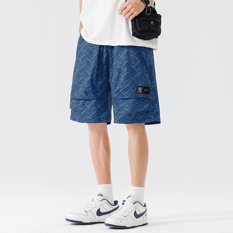 

Five-quarter pants casual fashion slim straight breathable casual shorts trendy pants 2XL синий