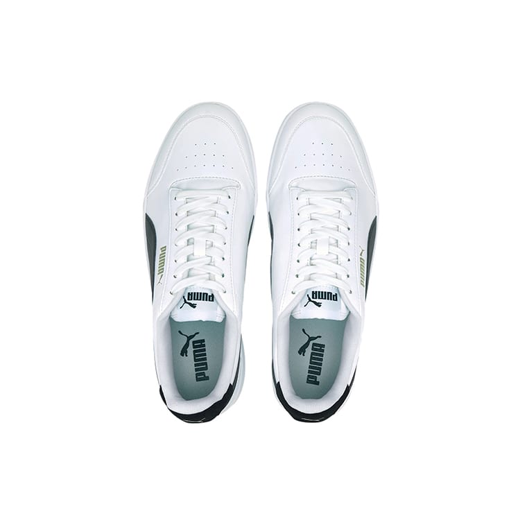 PUMA Shuffle Cow Split Leather Comfortable Breathable Low top Skateboard Shoes Unisex White Black 309668-03