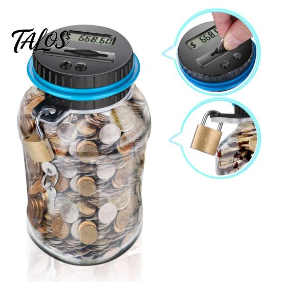 Visible Coin Bank for Teens Digital with Intelligent Counting, Safety Padlock ABS Transparent Money Saving Jar Kids Savings Jar, Management