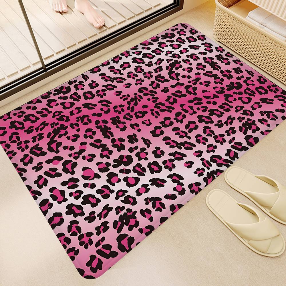 Fashion Leopard Print Bathroom Mat Kids Room Bedroom Decoration Balcony Anti-Slip Doormat Living Room Welcome Rug