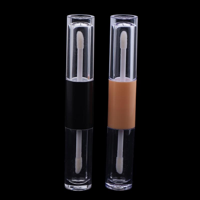 1Pcs Double-Ended 2-In-1 Oval Flat Empty Lip Gloss Tubes With Wand Leak Proof Refillable Packaging Plastic Bottle Travel Kit