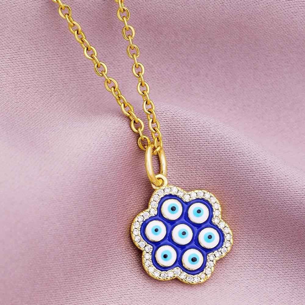 Türkische Glück Bösen blick Halskette Frauen 8 Stil Blau Augen Weiblichen Charme Mode Emaille Schmetterling Edelstahl Halskette Schmuck