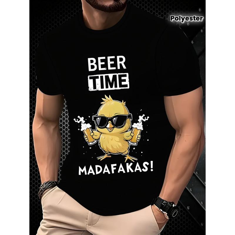 Men s Casual  Beer Time  Chicken T-Shirt S