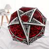 Red & White Pentagram Symbol Umbrella - 8-Rib Automatic Open Compact 3-Fold Design, Gothic Occult Style with Celtic Knot Patte