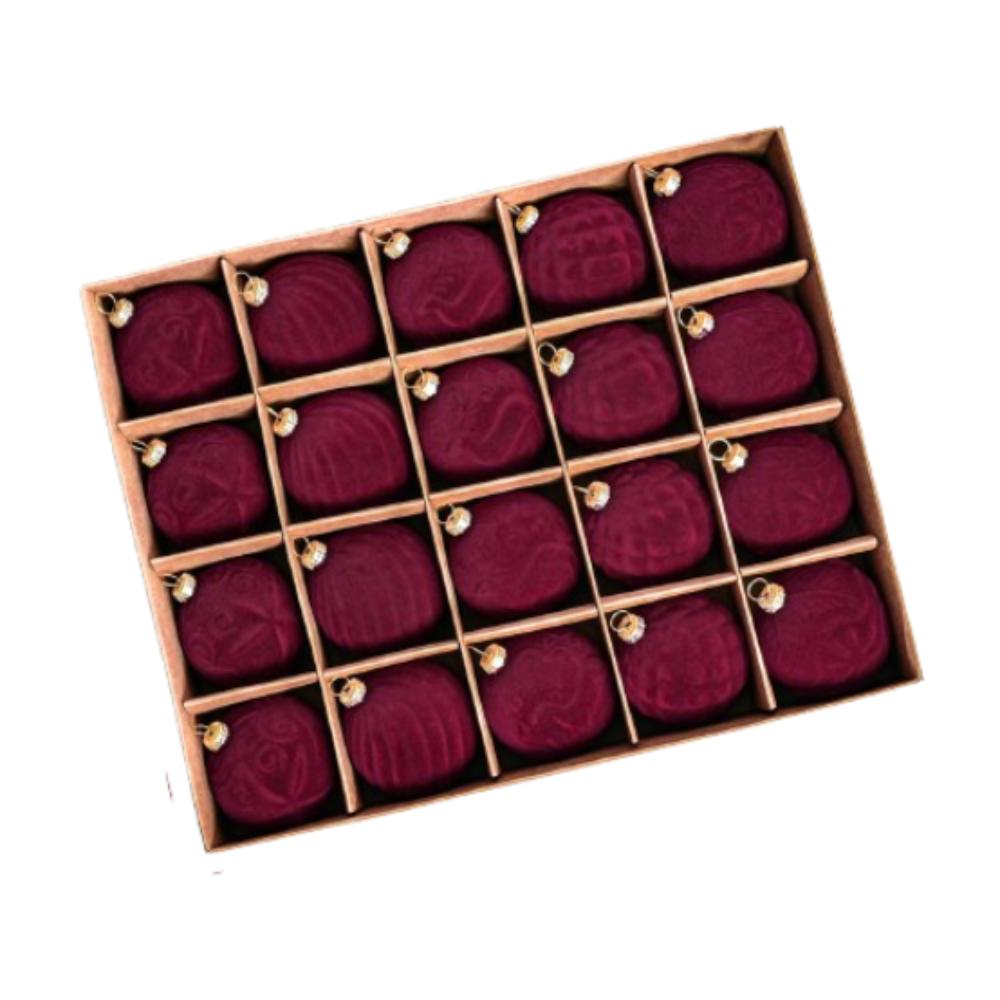 

20pcs Shatterproof Flocked Christmas Ball Pendant 6cm Xmas Tree Ornaments Holiday Festival Decor красный