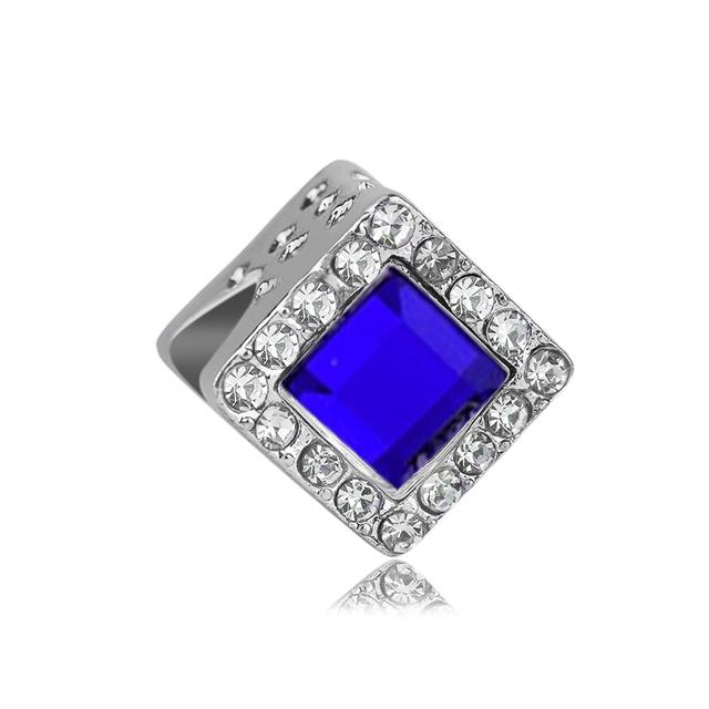 2pcs Colorful Crystal Charm Beads Fit Original Brand Charms Bracelets Necklaces Silver Color Women 'S Bracelet Diy Jewelry Making