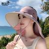 Summer Colored Glue Big Brim Sun Hat Children Outdoor Shawl Neck Protector Empty Top Sun Protection Hat Seaside Outing Bucket Hat