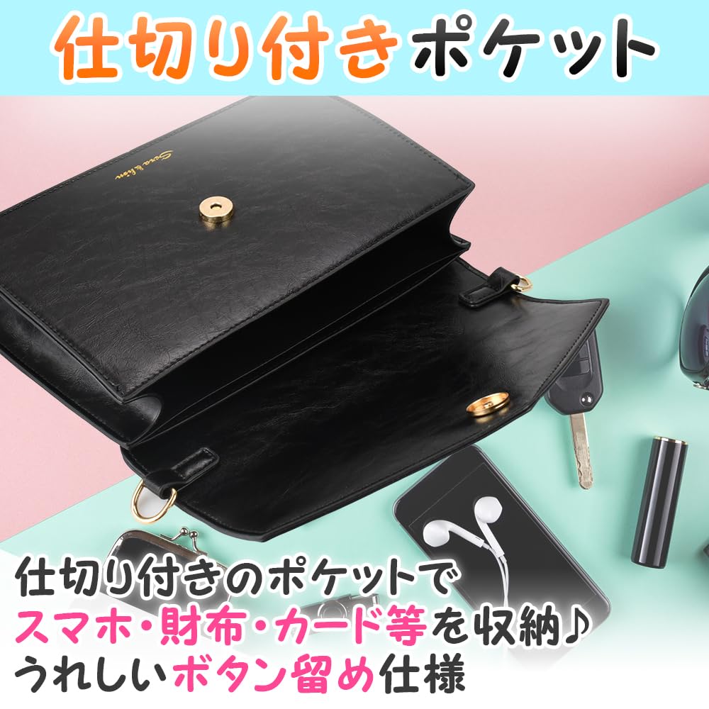 Oshikatsu Shoulder Bag with Clear Window, Decorations, Button Badges, and Bromide (Black)