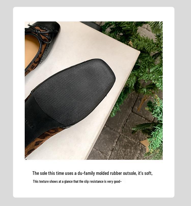 2025 Jarní Mary Janes s plochým podpatkem a mašlí ve stylu kravské kůže - Boty s nízkým podpatkem inspirované Francií