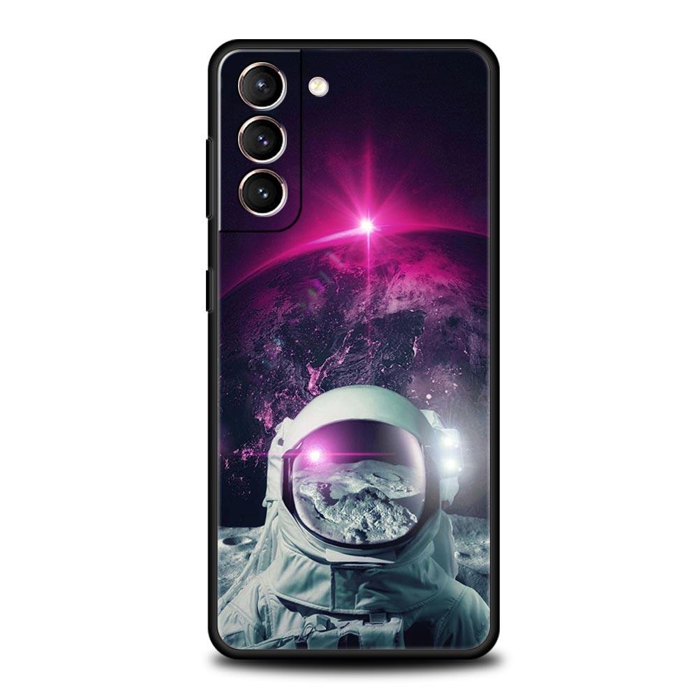Cute Astronaut Moon Phone Case For Samsung Galaxy S23 S22 S21 S20 FE Ultra 5G S10 S10E S9 S8 Plus 10 20 Silicone Cover Bumper