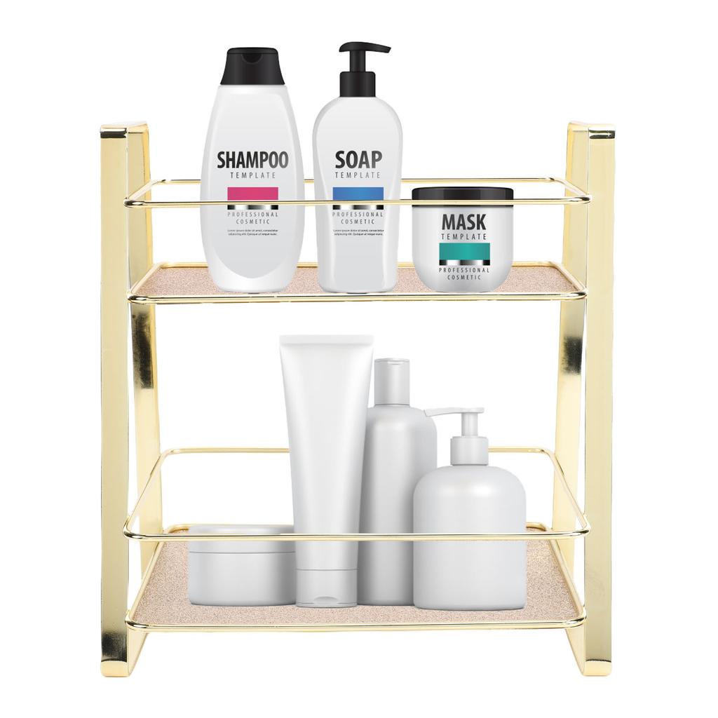 Countertop Shelf Minimalist Metal Space Saving Stable 2 Tier Bathroom   for Cosmetics Perfume