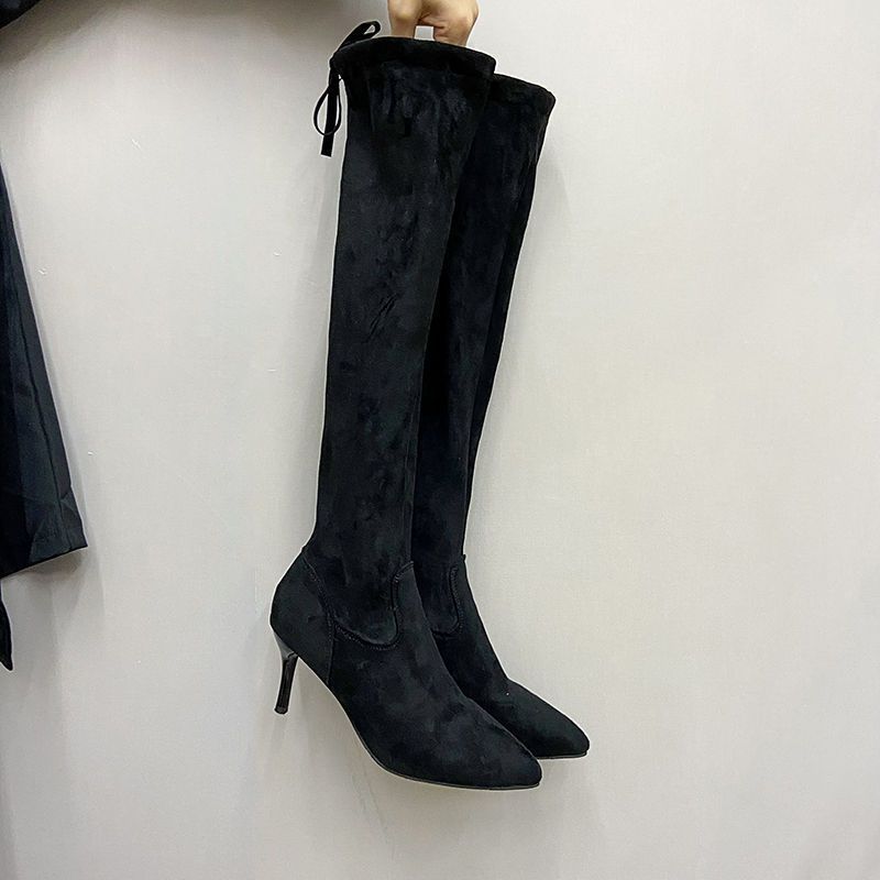 Elastic Thin Thick Heel Thin Leg High Heel Boots 2025 New Autumn and Winter Velvet Socks Boots Pointed Over the Knee Boots Women