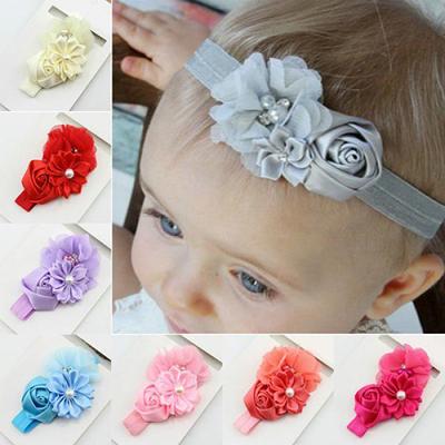 Bandeau pour bébé fille, coiffure en mousseline de soie, fausse perle, accessoires pour cheveux