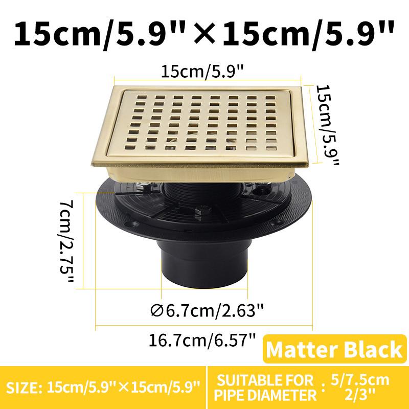 150x150mm Fürdőszobai Padlóösszefolyó Nagy Áramlási Sebesség Vízlevezető Rejtett Fedél Rozsdamentes Acél WC Vízelvezető Kiegészítők
